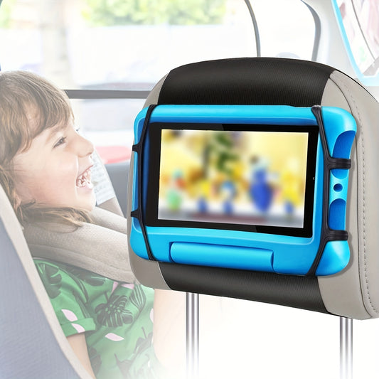 Upgraded Car Headrest Mount Holder, Tablet Holder For Kids In Back Seats, Anti-Slip Strap And Holding Net, Angle-Adjustable/ Fits All 7 Inch To 12.9 Inch Tablets