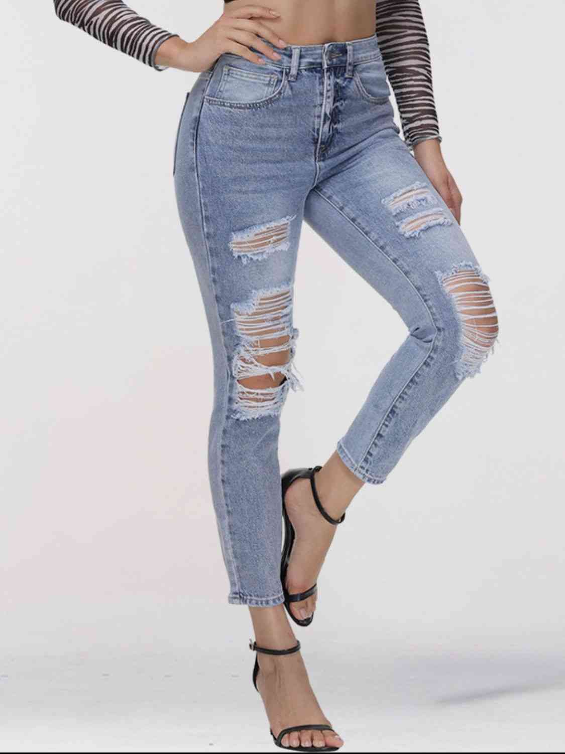 Jean skinny court effet vieilli