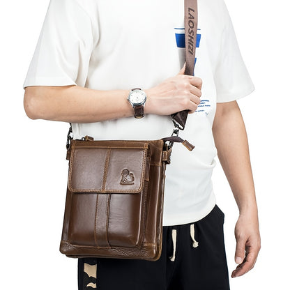 Upgrade Your Style with this Stylish Men's Leather Messenger Bag - Cow Leather Shoulder Bag!