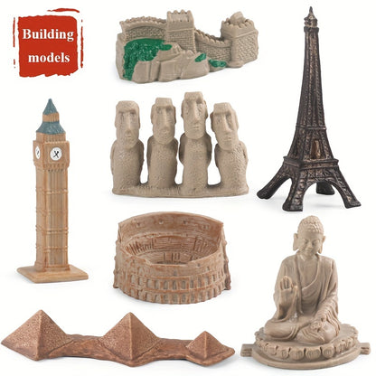 Ensemble de modèles de construction Montessori pour bébé, 17 pièces, grande muraille, colisée, tour Eiffel, jouet éducatif, cadeau pour enfants 