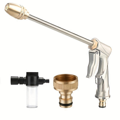 1pc Portable High Pressure Water Hose Nozzle Sprayer, Adjustment Garden Hose Nozzle Heavy Duty Brass Metal Sprayer Car And Pet Washing