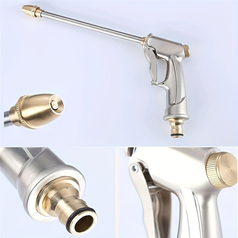 1pc Portable High Pressure Water Hose Nozzle Sprayer, Adjustment Garden Hose Nozzle Heavy Duty Brass Metal Sprayer Car And Pet Washing