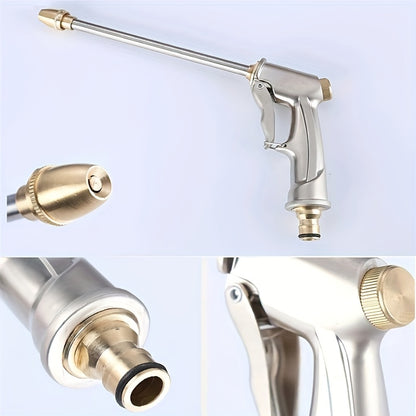 1pc Portable High Pressure Water Hose Nozzle Sprayer, Adjustment Garden Hose Nozzle Heavy Duty Brass Metal Sprayer Car And Pet Washing