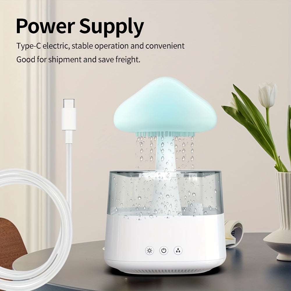 7-Color LED Night Light Rain Cloud Humidifier: Cute Humidifier & Oil Diffuser for Bedroom & Desk - Helps You Sleep & Relax with the Sound of Rain!