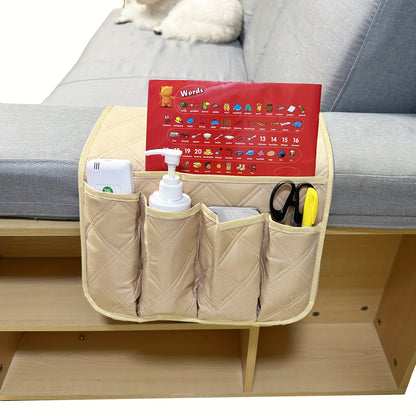 5-Pocket Sofa Armrest Organiser: Keep Your Remotes, Books, Magazines, Glasses & More in One Convenient Spot!