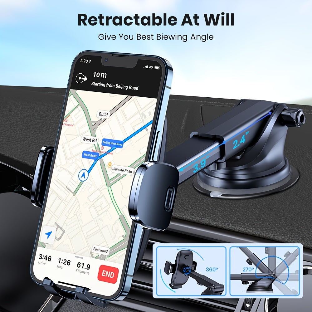 TOPK 2023 Support de téléphone de voiture amélioré – Support mains libres pour pare-brise de tableau de bord pour tous les smartphones – Prise sûre et stable – Installation et retrait faciles 