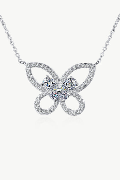 Collier pendentif papillon moissanite