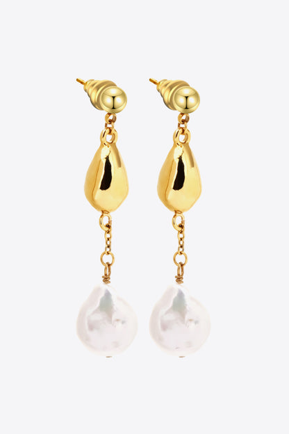 18K Gold-Plated Two-Tone Pearl Drop Earrings