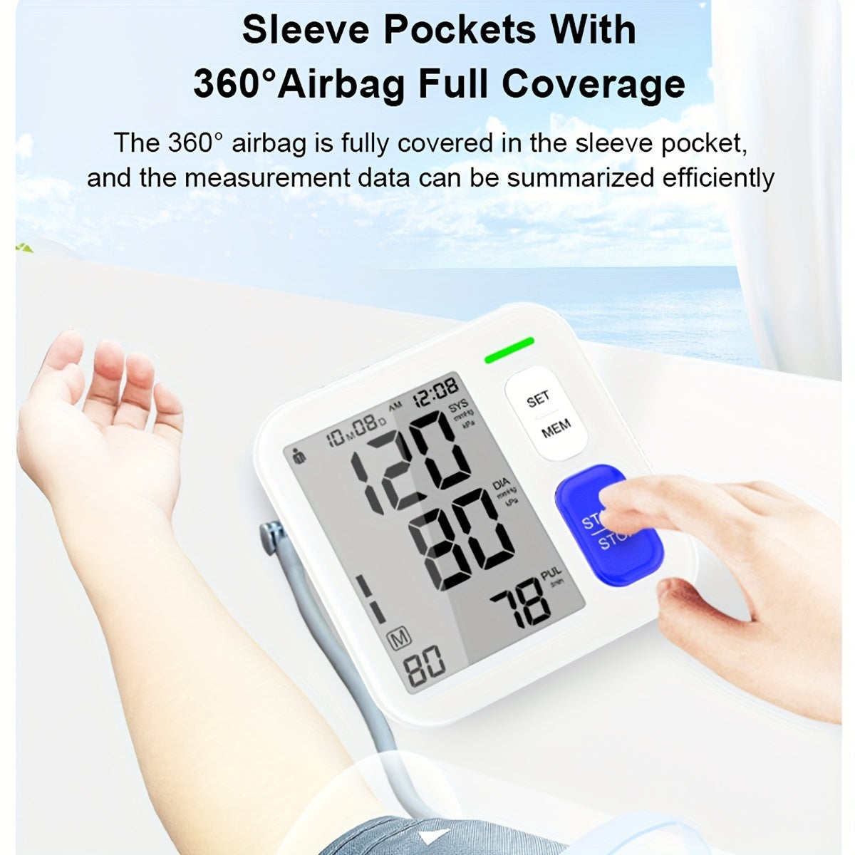 Accurate Blood Pressure Monitors For Home Use - 9-17'' Adjustable Large Cuff, Oversized Operation Button & 3.9'' Backlit LCD, Smart Automatic BP Machine With USB Cable