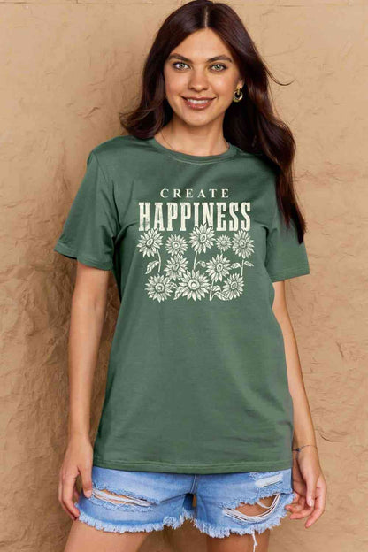 Simply Love Full Size CREATE HAPPINESS Graphic Cotton T-Shirt