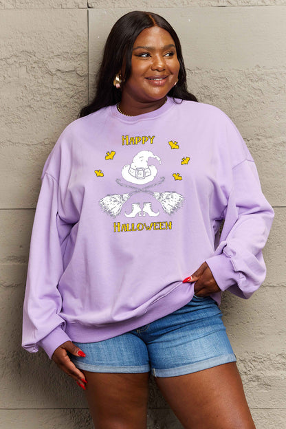 Simply Love Full Size HAPPY HALLOWEEN Graphic Sweatshirt