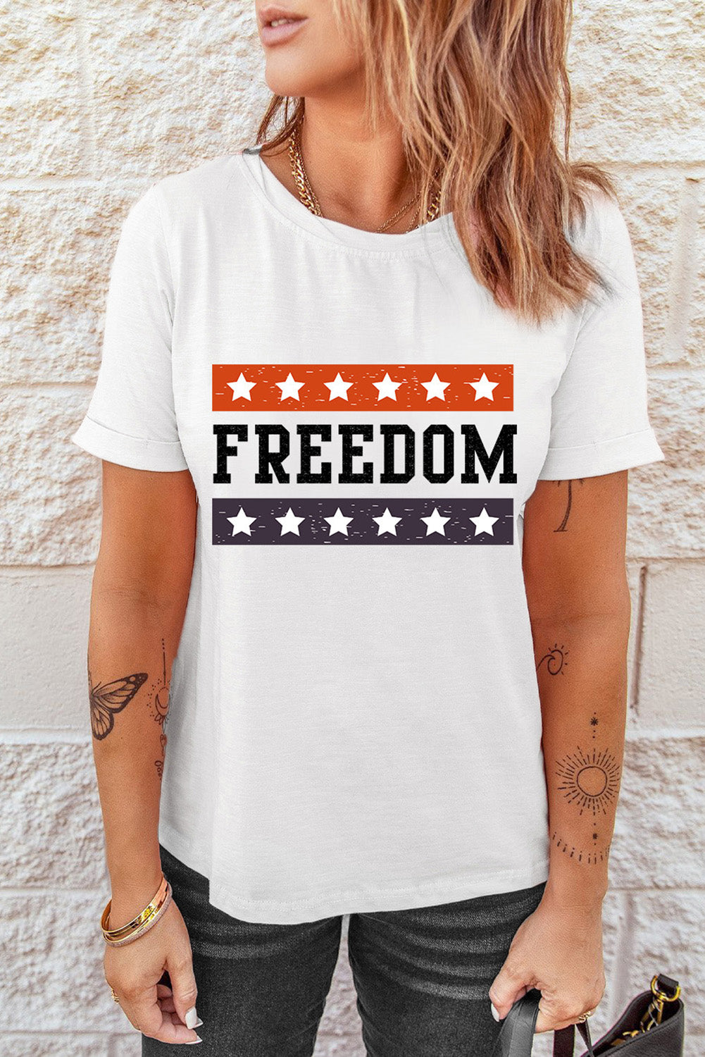 FREEDOM Graphic Cuffed Sleeve Tee