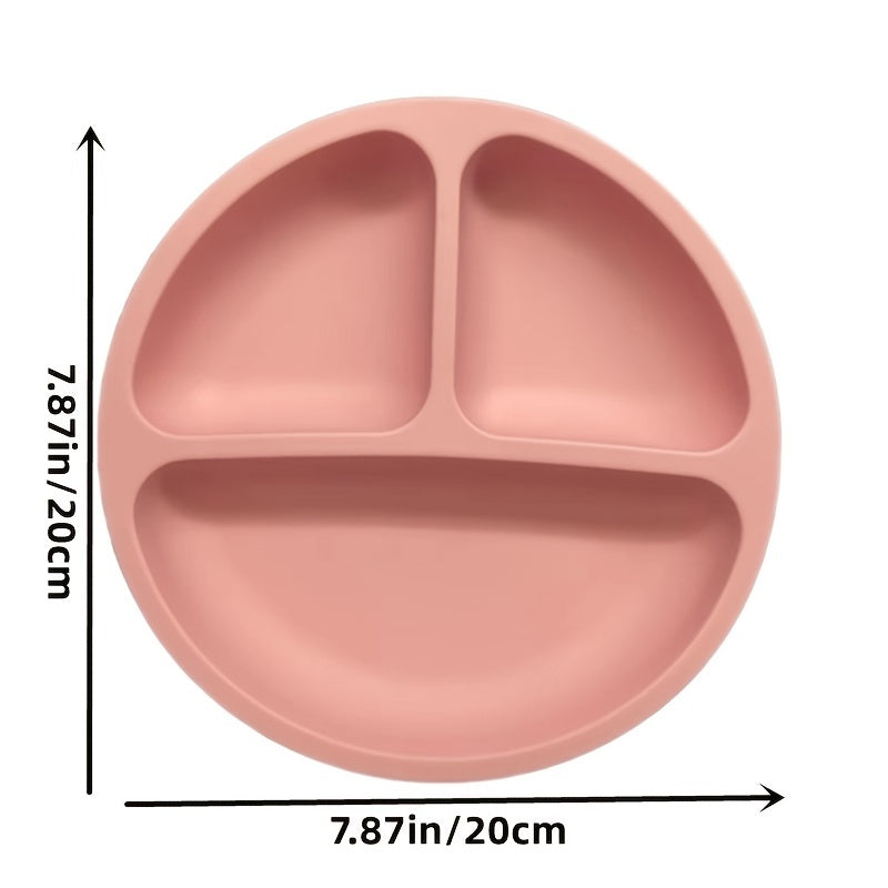 Suction Plates For Babies & Toddlers,100% Silicone Plates Stay Put With Suction Feature, Divided Design, Microwave & Dishwasher Safe