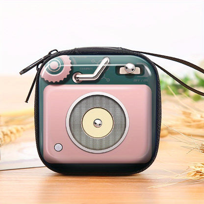 1pc Creative Cute Tinplate Camera Pattern Coin Purse,  Vintage Zipper Metal Coin Purse Mini Coin Key Storage Pouch Headphone Holder