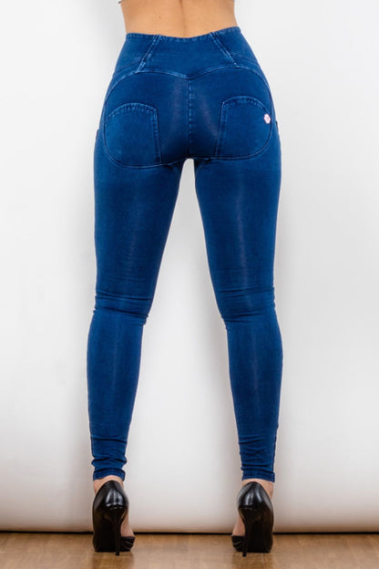 Jean long skinny taille haute zippé