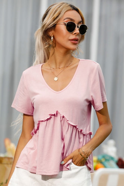 Frill Trim Short Sleeve Tee