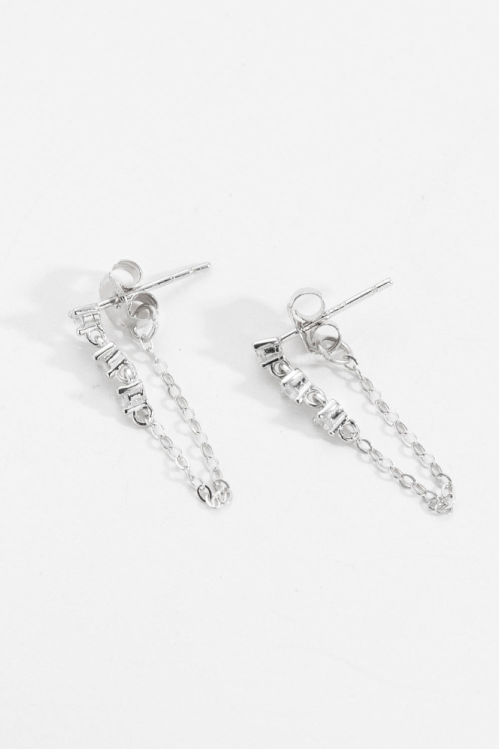 Boucles d'oreilles chaîne en argent sterling 925 avec zircon