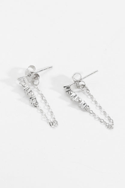 Boucles d'oreilles chaîne en argent sterling 925 avec zircon