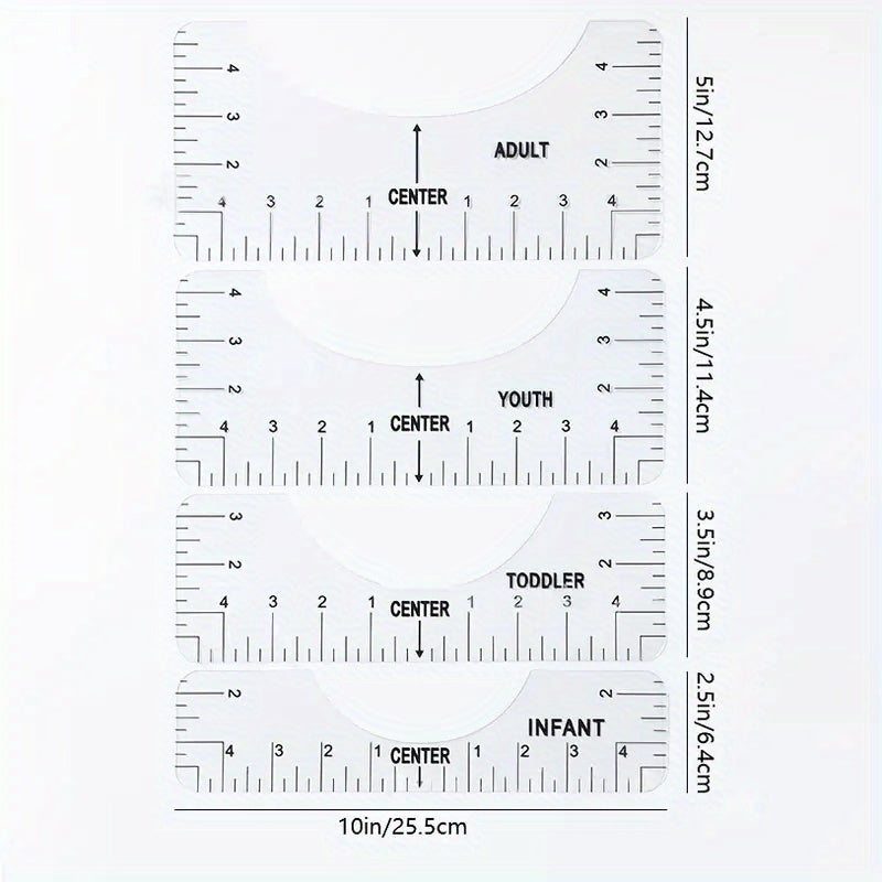 4pcs/Set T-Shirt Ruler Guide: Craft Sewing Supplies Accessories Tools for Heat Press HTV Heat Transfer Vinyl & Vinyl Alignment - Perfect for Vinyl Alignment & Centering Designs!