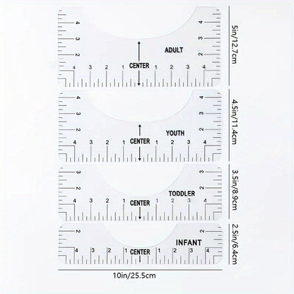 4pcs/Set T-Shirt Ruler Guide: Craft Sewing Supplies Accessories Tools for Heat Press HTV Heat Transfer Vinyl & Vinyl Alignment - Perfect for Vinyl Alignment & Centering Designs!