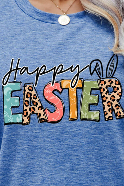 HAPPY EASTER Graphic Round Neck Tee Shirt