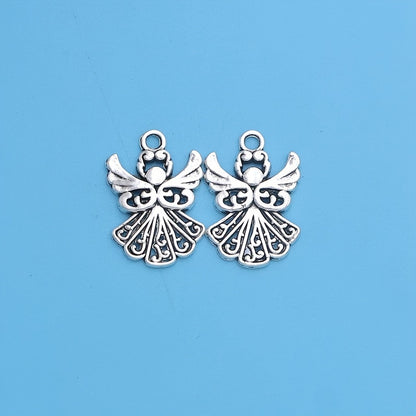 20Pcs Silver Plated Angel Fairy Charms Pendants For Bracelet Jewelry Making DIY Handmade Craft 21x14mm