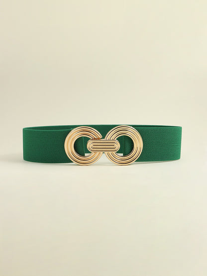 Geometric Buckle Elastic Wide Belt