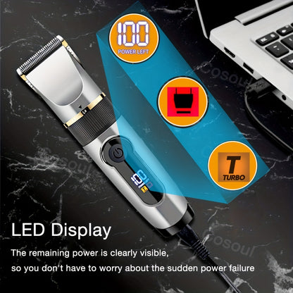 Waterproof Electric Hair Clipper with LED LCD Screen and Charging Model for Men and Husbands