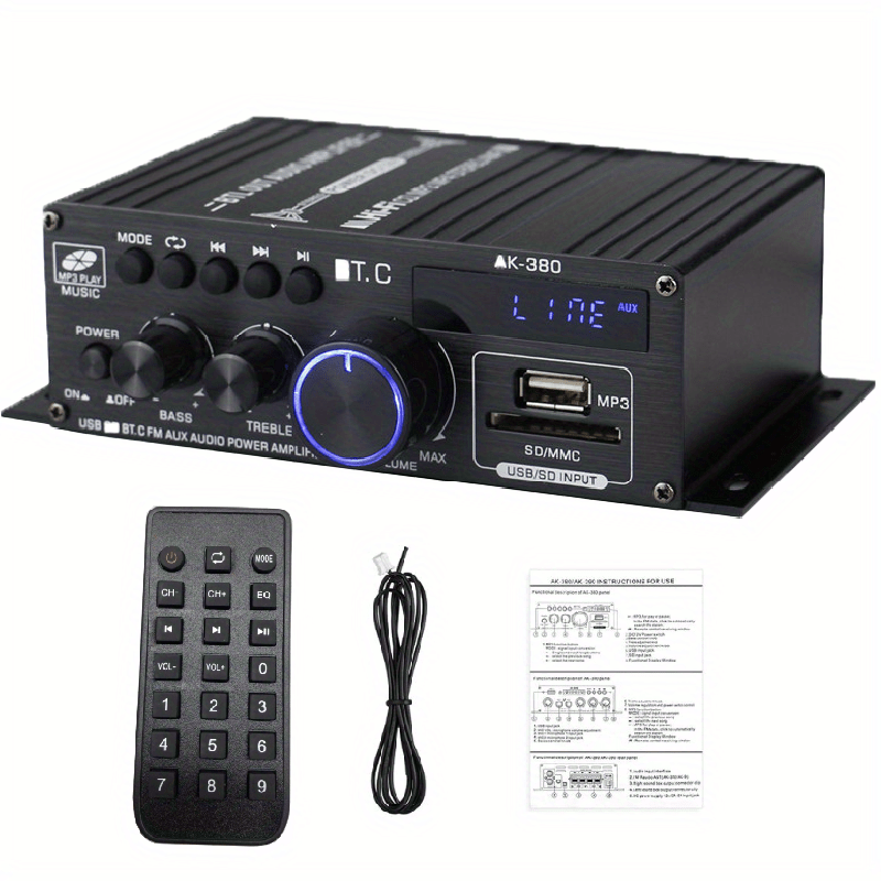 Mini amplificateur de puissance HIFI BT 800 W à 2 canaux : obtenez un son de haute qualité pour la maison ou la voiture ! 