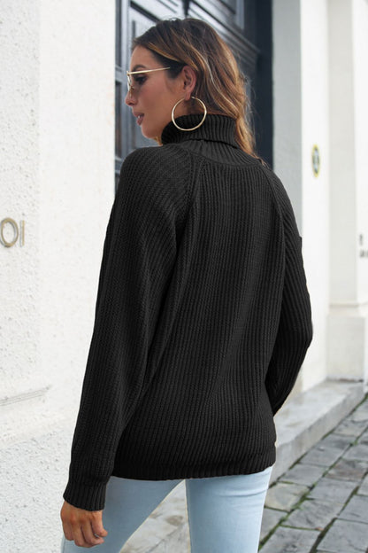 Turtleneck Rib-Knit Sweater