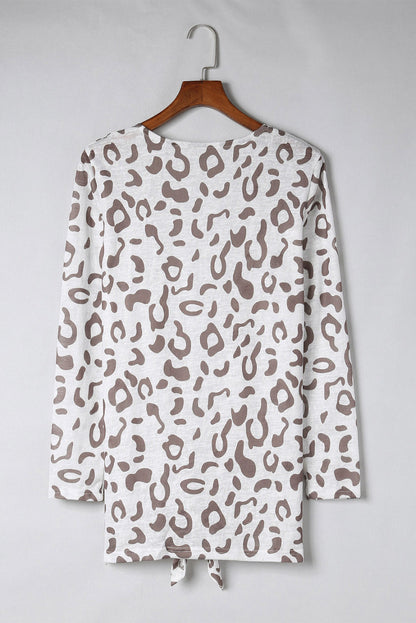 Leopard Long-Sleeve Open Front Cardigan