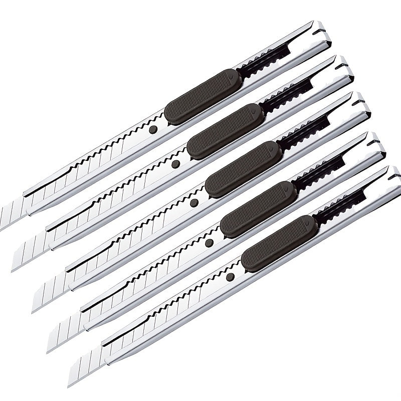 5pcs Stainless Steel Retractable Utility Knife: Perfect for Home Crafting and DIY Projects!