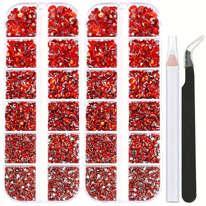 5320 pieces 6 Sizes Flat Back Crystal Rhinestones with Pick Up Tweezer and Picking Pen for Crafts, Nails, Faces, Clothes, Shoes, Bags - DIY Jewelry Making Supplies