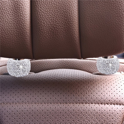 2pcs Shiny Rhinestone Car Seat Headrest Decoration Ring - Universal Fit for All Vehicles - Adds Luxury and Style to Your Interior