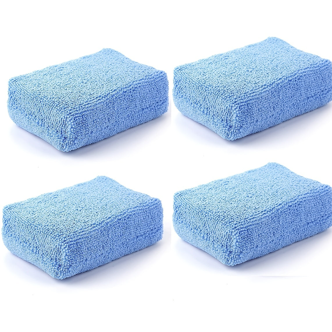 4pcs Microfiber Applicator Pads, 3*5in Microfiber Sponge, Car Wash Pads, Cleaning Pads, Great For Applying Wax, Sealants & Other Conditioners-Blue