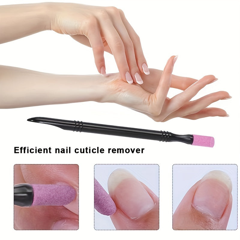 5 Pcs Nail Cuticle Remover Sanding Nail Art File Pen Nail Cuticle Pusher Nail Beauty Manicure Tools