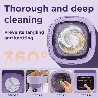 9L Portable Mini Washing Machine: 3 Modes, Effective Sterilizing Washer With Drain Basket - Perfect for Baby Clothes, Underwear, Socks & More!