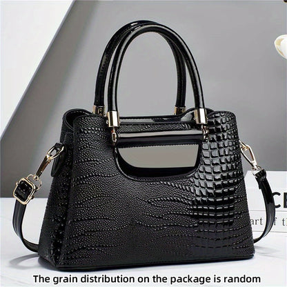 Stylish Women's Crocodile Embossed Faux Leather Crossbody Bag - Trendy & Removable Strap!