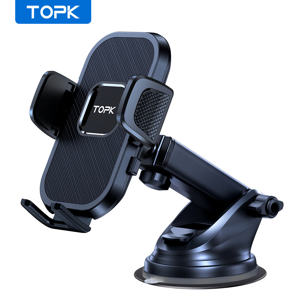 TOPK 2023 Support de téléphone de voiture amélioré – Support mains libres pour pare-brise de tableau de bord pour tous les smartphones – Prise sûre et stable – Installation et retrait faciles 