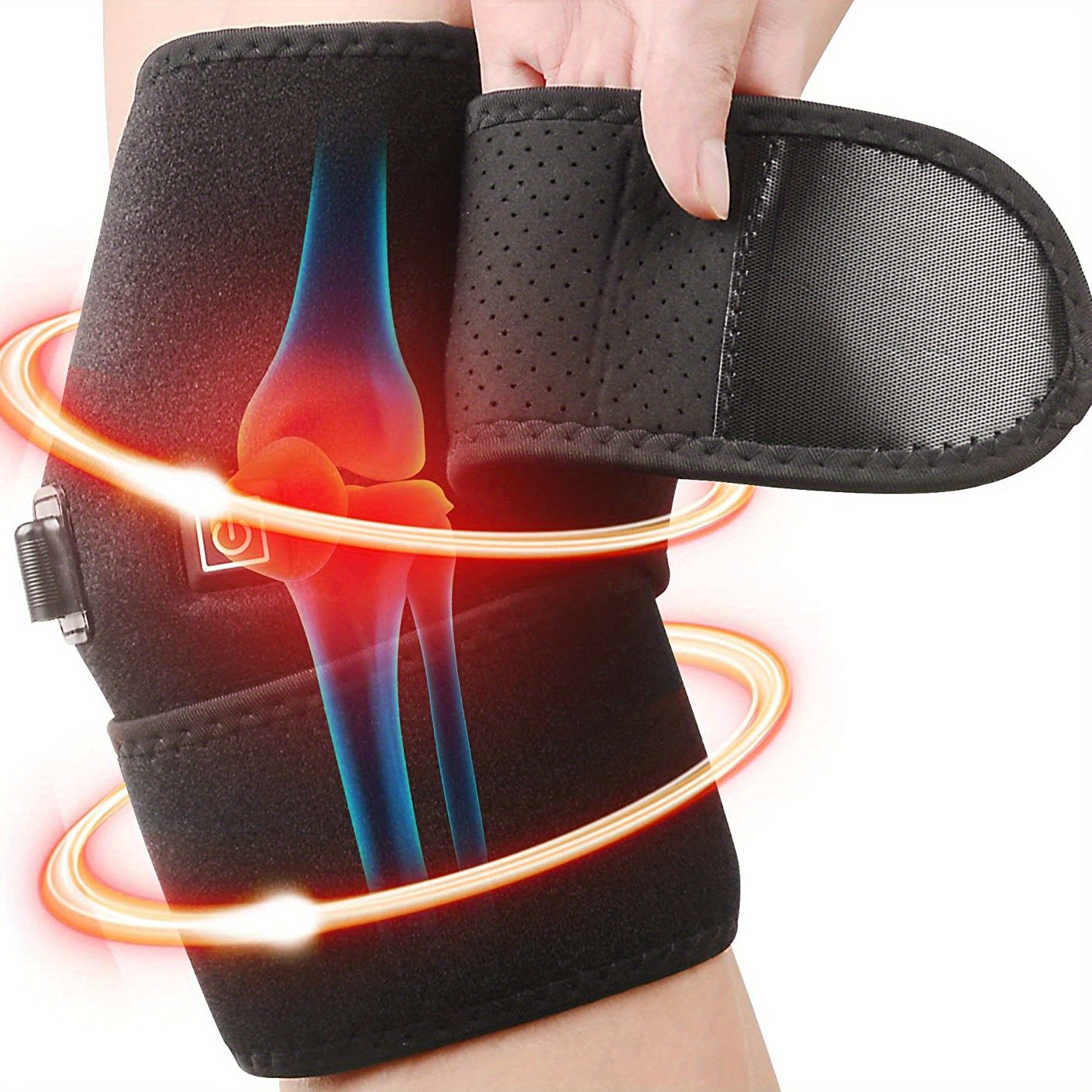 Stay Warm & Pain-Free: Heated Knee Brace Wrap Support with 3 Adjustable Temperatures for Elderly in Cold Weather & Heat Therapy for Knee Pain Relief