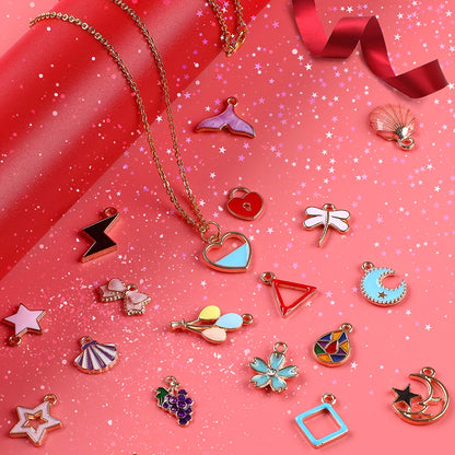 50pcs Random Enamel Jewelry Making Charms - Perfect for DIY Necklace & Bracelet Designs!