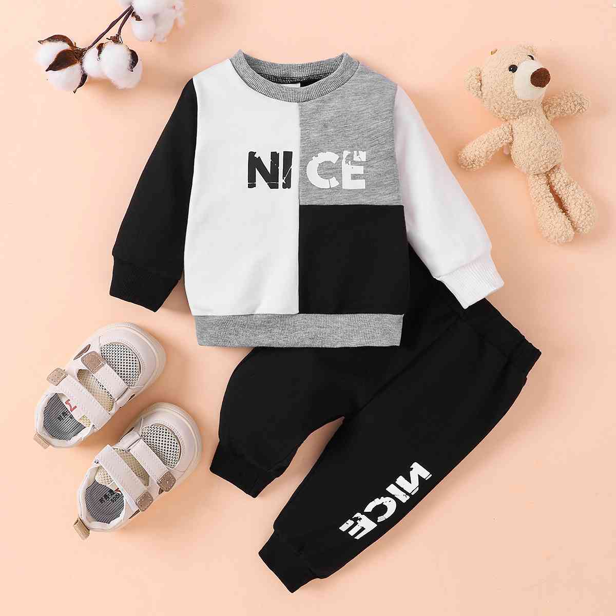 NICE Color Block Tee and Pants Set