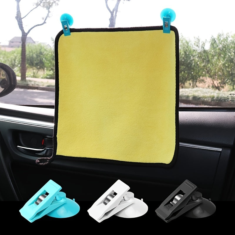 2pcs Portable Car Suction Cup Clip - Removable Holder For Sunshade Curtain, Interior Window, Ticket & More!