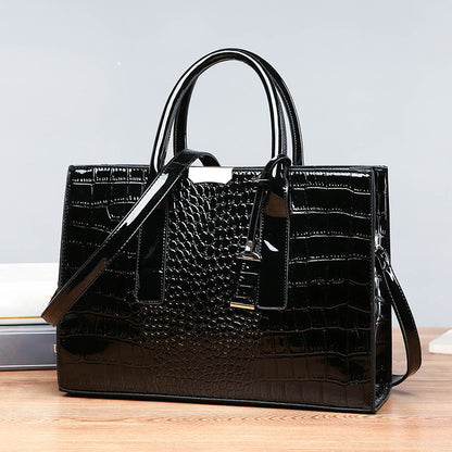 Women's Faux Crocodile Embossed Tote Bag, Large Capacity Shoulder Bag, Handbag, Crossbody Bag