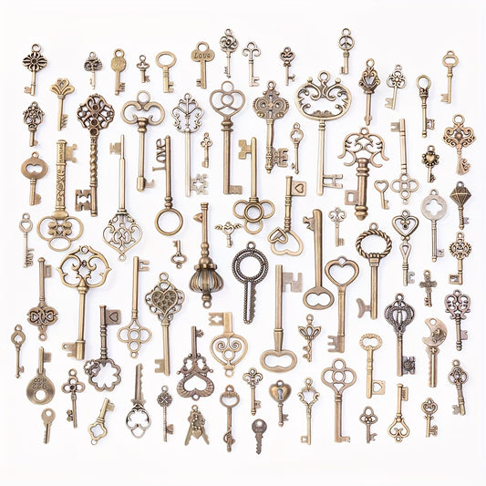 50g/20g Vintage Skeleton Key Set Pendant, Mixed Antique Style Pendant DIY Jewelry Making Wedding Party Favors (Bronze/Brass/Golden/Silver/mixed Color )