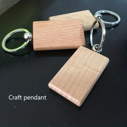 10 pack Natural Beech Wood Keychain Pendant - Creative Key Rings for Home Decor and Organization