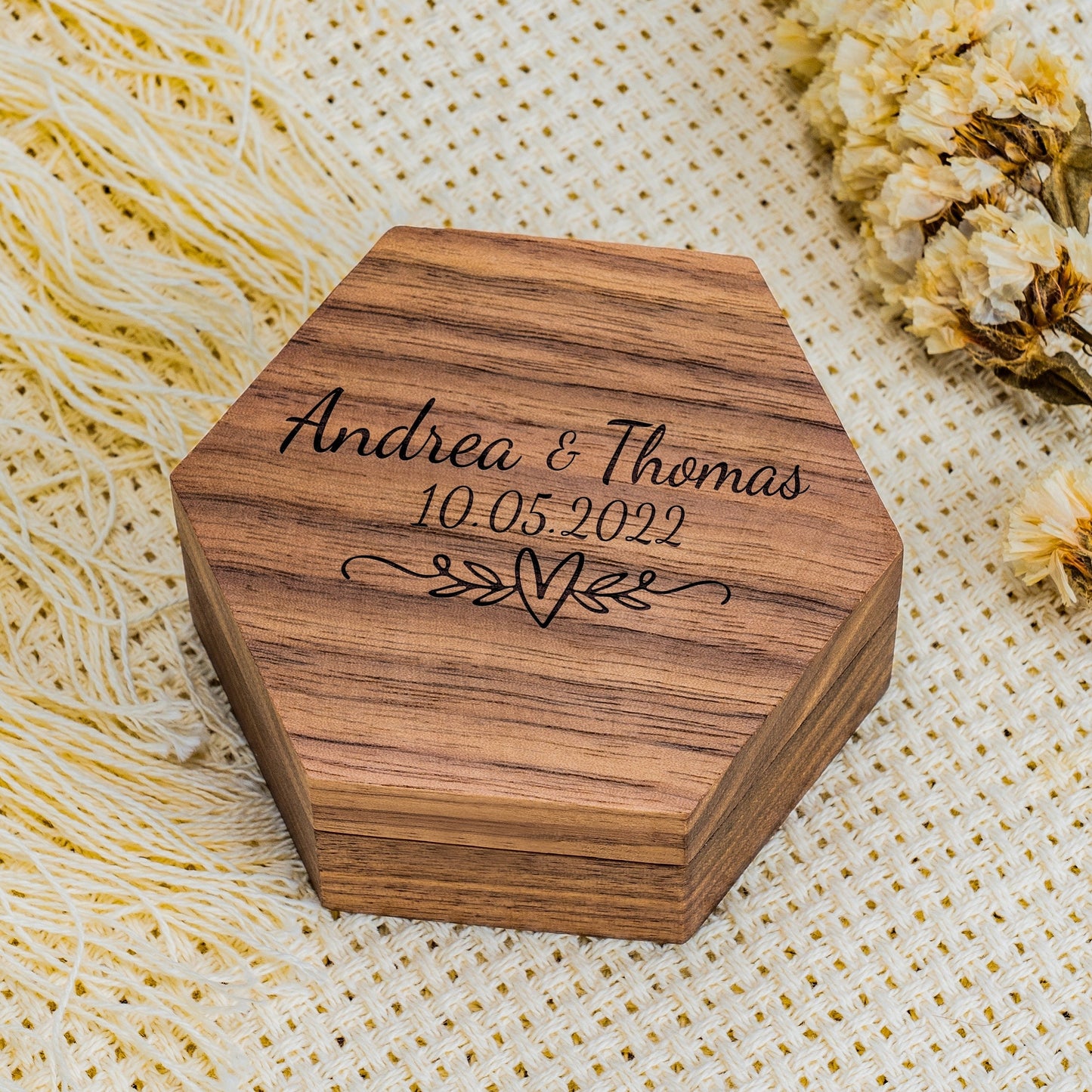 Vintage Wooden Wedding Ring Box - Custom Engraved - Perfect Proposal & Anniversary Gift!