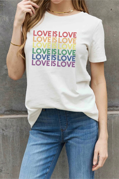 Simply Love Full Size LOVE IS LOVE Graphic Cotton Tee