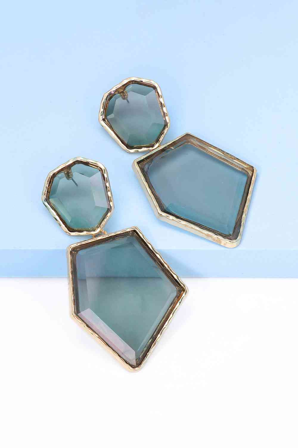 Geometrical Shape Zinc Alloy Frame Resin Dangle Earrings