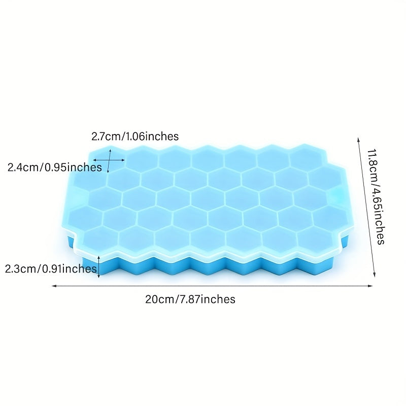 37 Lattice Food Grade Silicone Ice Cube Maker Mould With Lids - Easily Removable Mould for Ice Cream, Candy, Cocktails & More - BPA-FREE & Perfect for Parties!